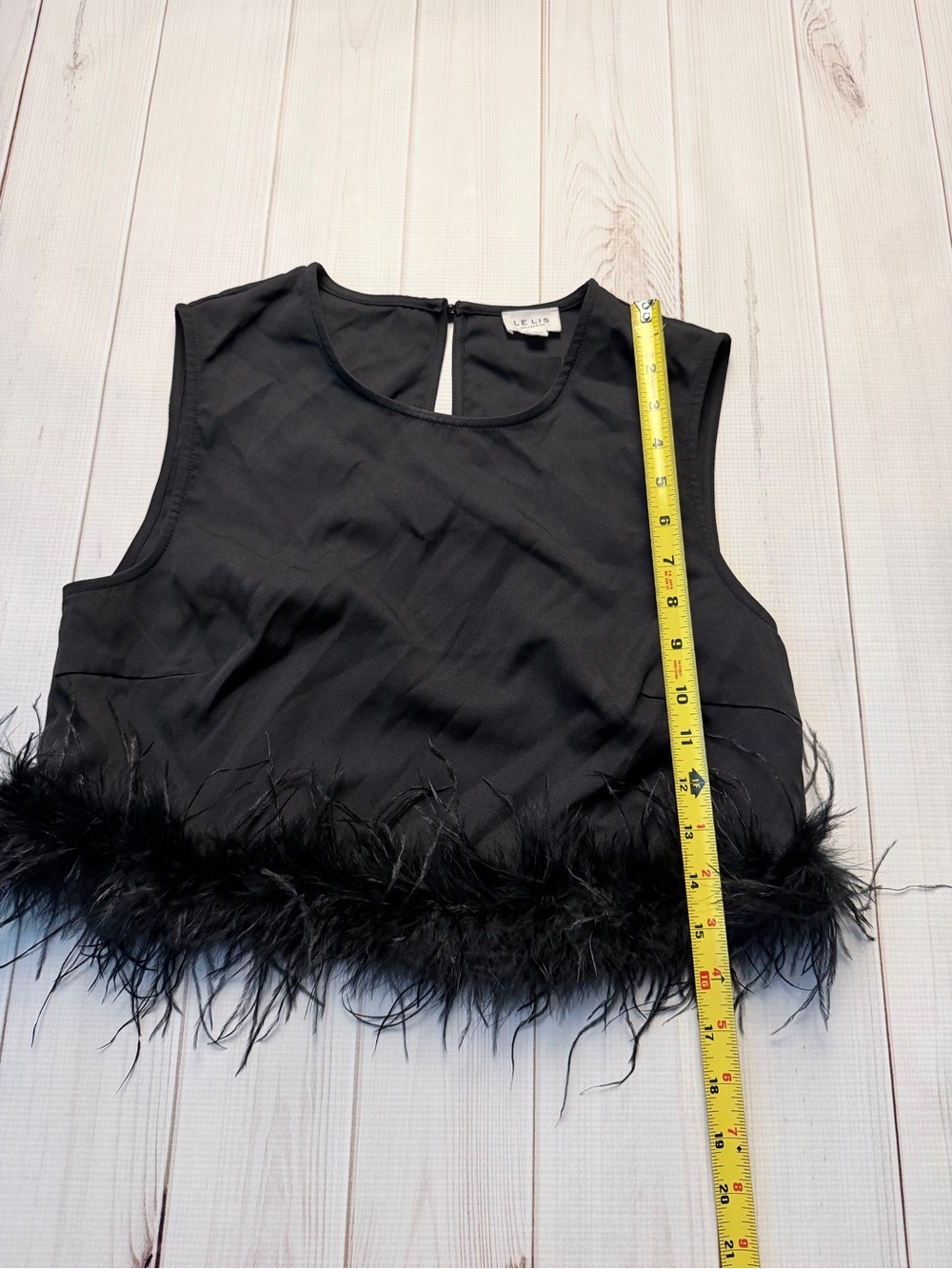 Le Lis Black Feather-Trim Crop Top - Picture 7 of 9